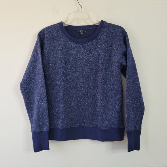J. Crew Metallic pullover sweatshirt Navy Lurex Small - Picture 2 of 6